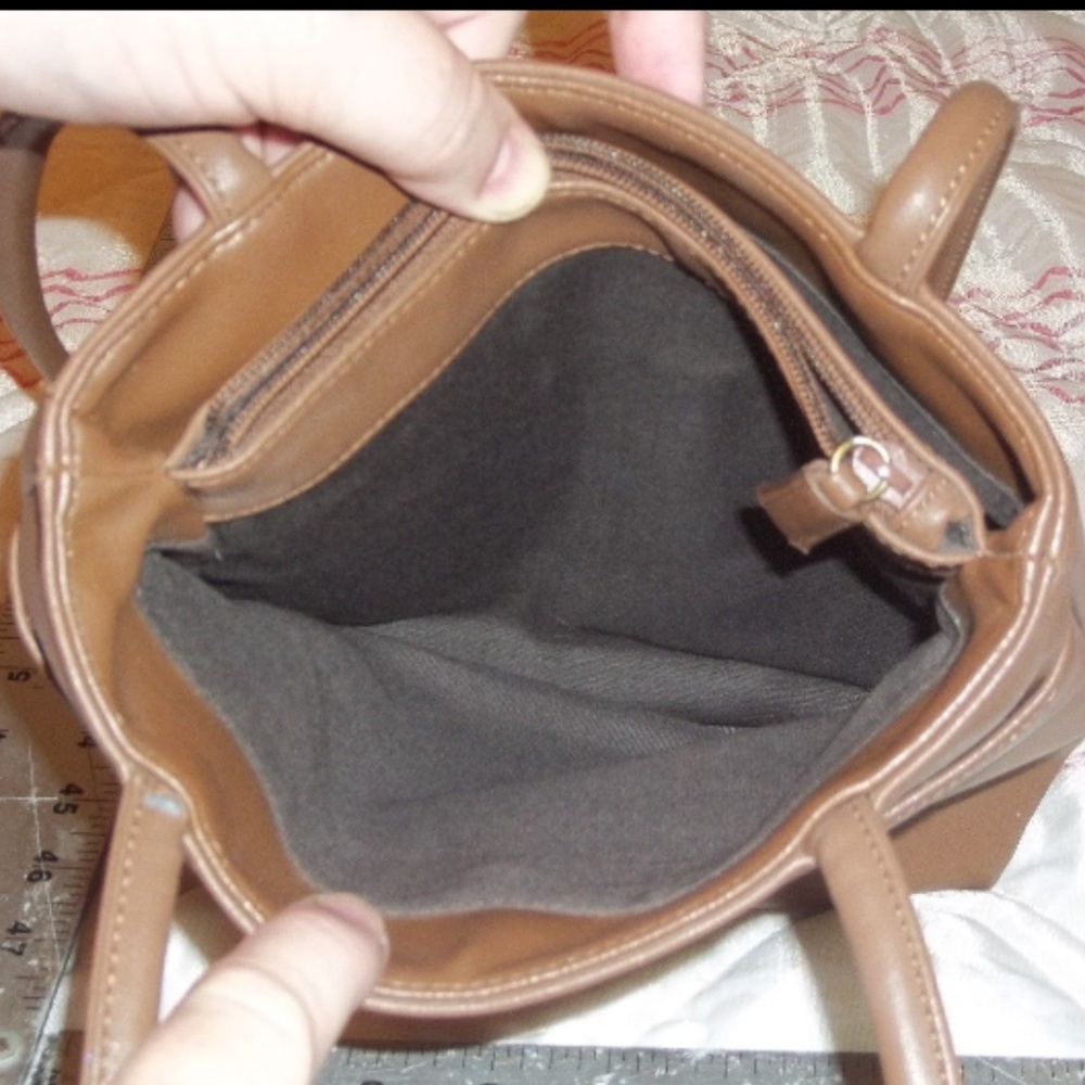 Hillard & Hanson Brown Leather Double Strap Bag - Picture 5 of 8